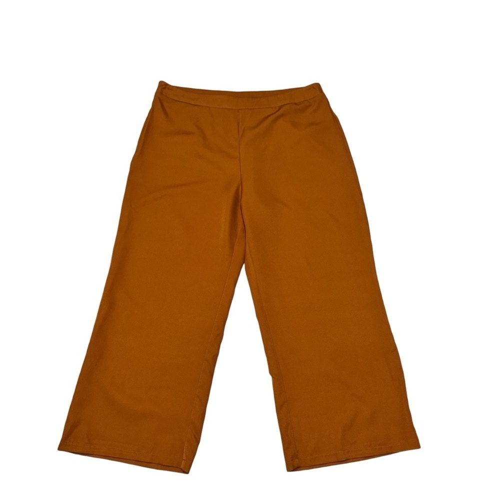 SHEIN Women's Size 1XL Wide Leg Ankle Pants Burned Orange Side Zipper Polyester